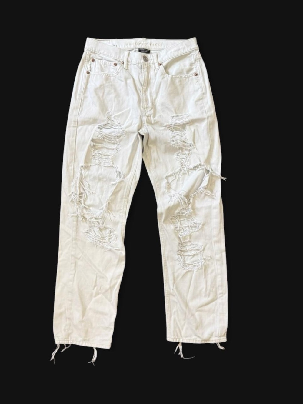 American Eagle Straight Leg White Ripped Distressed Jeans Women’s Size 6
